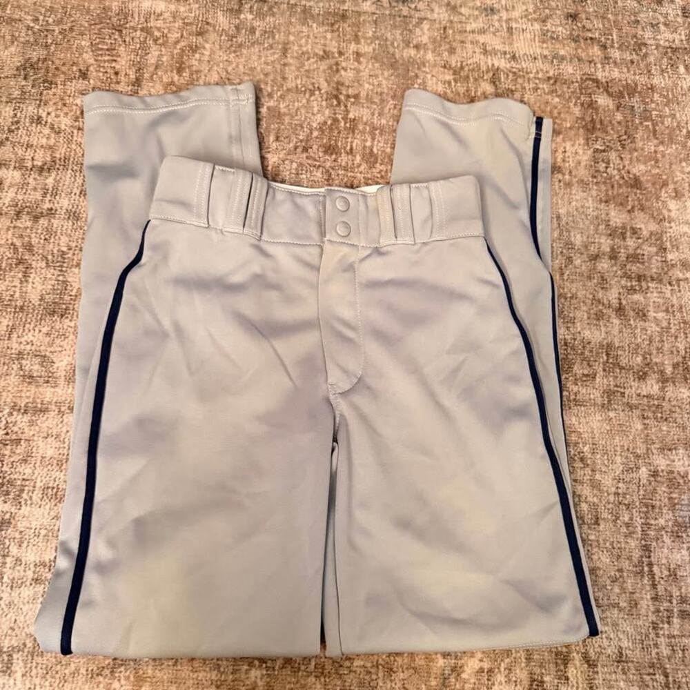 L Youth Champro Grey Baseball Pants with Navy Stripe